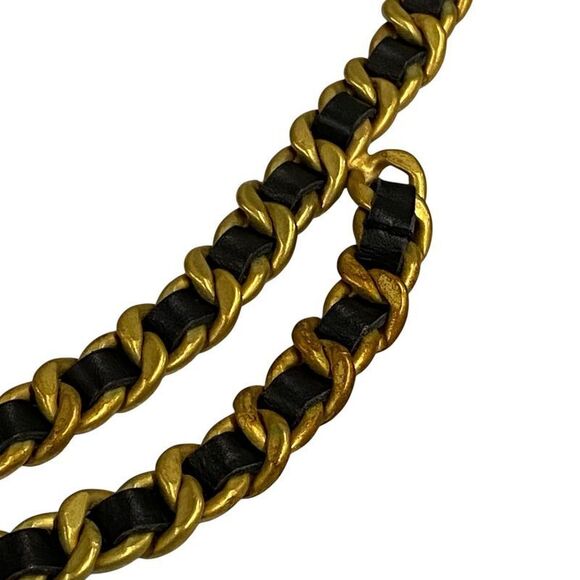 Good 94P Chanel 31 RUE Cambon Chain Leather Belt GP Gold Color Black Ladies Used - Picture 3 of 5
